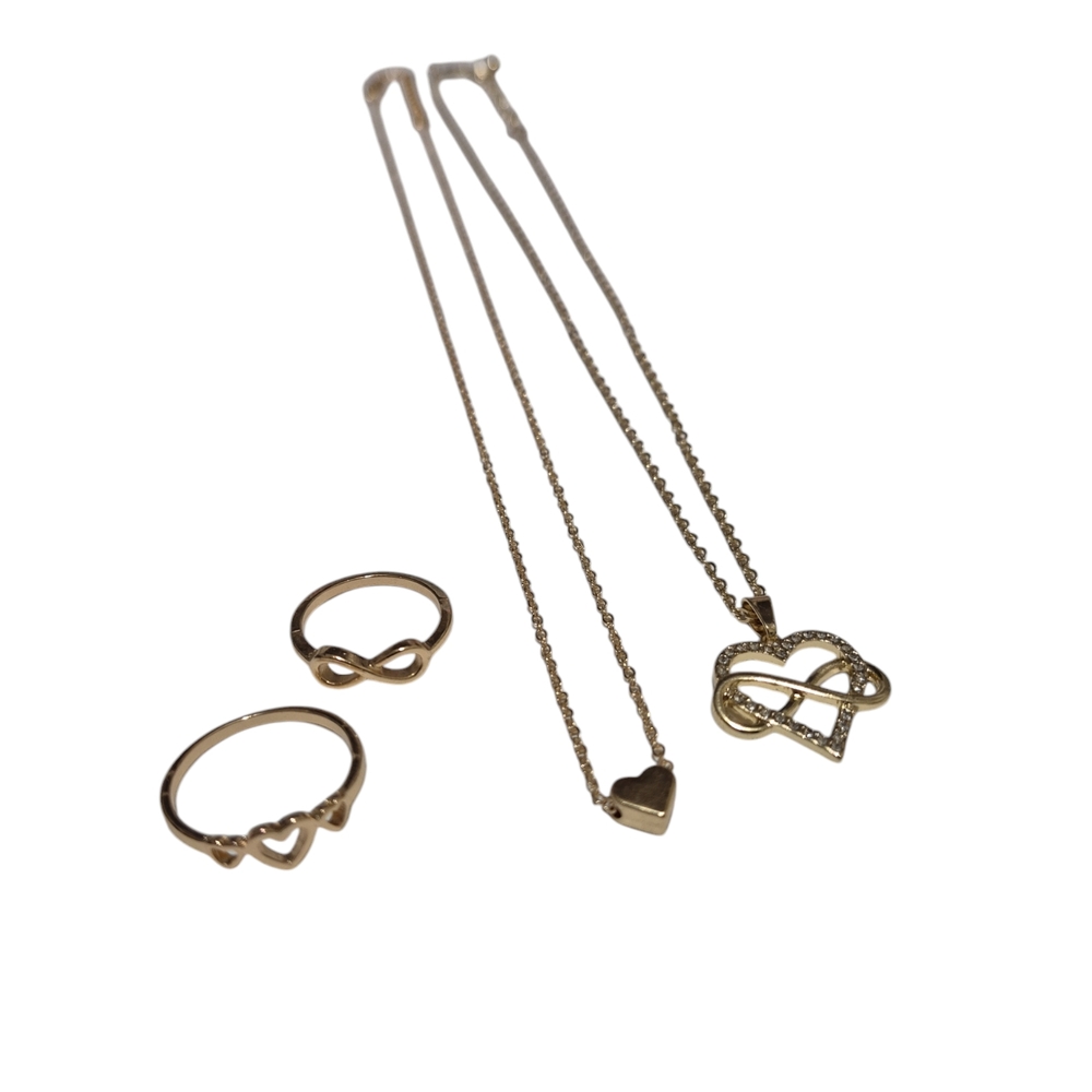 4pc Gold Heart & Infinity Jewelry Set